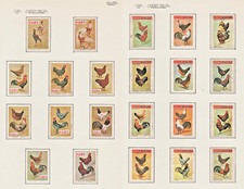 "CHROMOS FORT" MATCHBOX LABELS - BELGIUM - CHICKEN BREEDS - 2 SETS / 22 LABELS