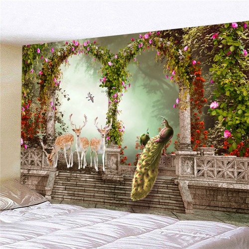 Flower gate peacock - gate, deer