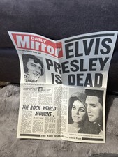 Daily Mirror Copy Newspaper Page Double Sided Elvis Presley Is Dead Cover