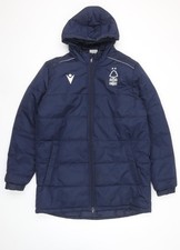 Macron Men's Blue Hooded Puffer Jacket L Nottingham Forest