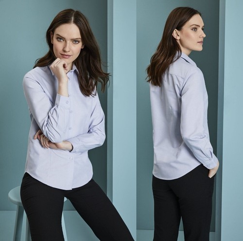 Ladies blue cotton rich shirt - blue,