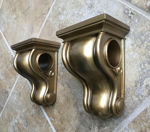 Vintage pair resin sconce gold - vintage,