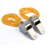 2 X METAL REFEREE WHISTLE WITH
