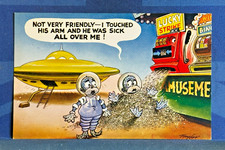 Bamforth Comic Postcard 1960s UFO Flying Saucer Aliens One Arm Bandit No 2536