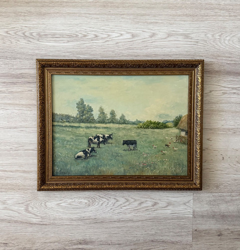 Vintage oil painting - , framed