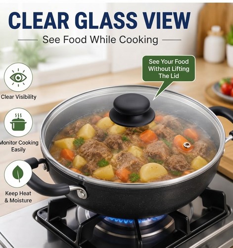 Clear glass pan lid - glass, knob