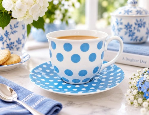 Light blue dots - blue, cup