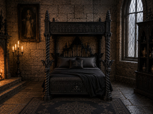 Doll house four poster - doll, gothic