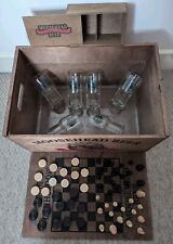 Rare Vintage Moosehead Beer Crate Box With Lid Glasses Chess Draughts Set