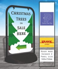 Christmas Trees Pavement Sign Outdoor Advertising Shop A-Board Swinger2 