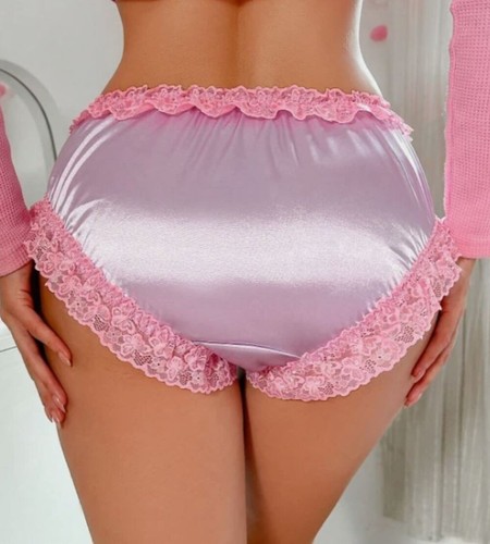 Pink lilac satin lace - pink,