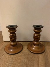 Wooden Candlesticks Pair Wood
