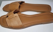 Primark Tan Brown Coloured comfortable Cushion Pad Slide-On Sandals UK sz-8