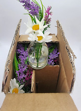 6 x Wholesale Artificial Lavender & Daisy Flowers mini Glass Vase Party Wedding