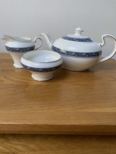Beautiful Aynsley Blue Mist Teapot Sugar Bowl And Creamer