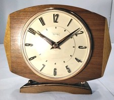 Vintage Metamec Mantle Clock Wind-up Wood Wooden Copper ? See Desc