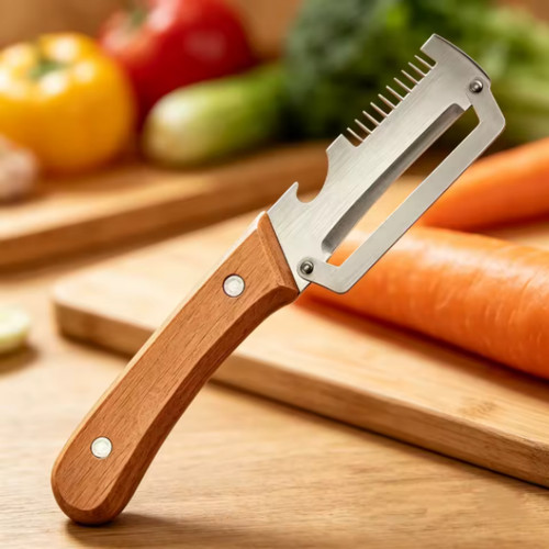 Wooden handle vegetable peeler - wooden,