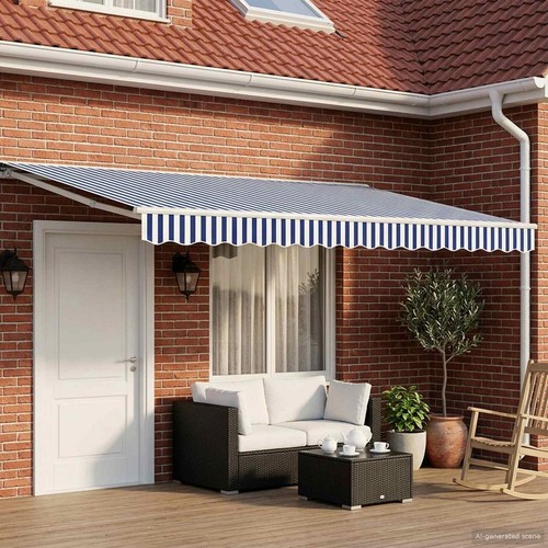 Awning blue white 4x3 5m - blue, &