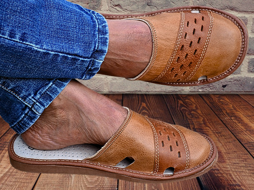 Men leather slippers - men's,