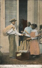 Cuban Bread Seller Havana Postcard 1c stamp Original Vintage