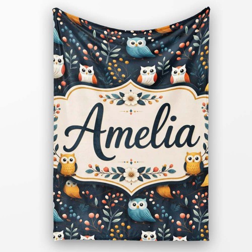 Soft fleece blanket cute - fleece, owl