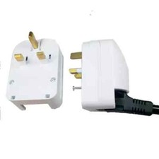 2 x EU 2 Pin Plug TO UK 3 Pin Plug White 13 Amp SCP3 Travel Adapter