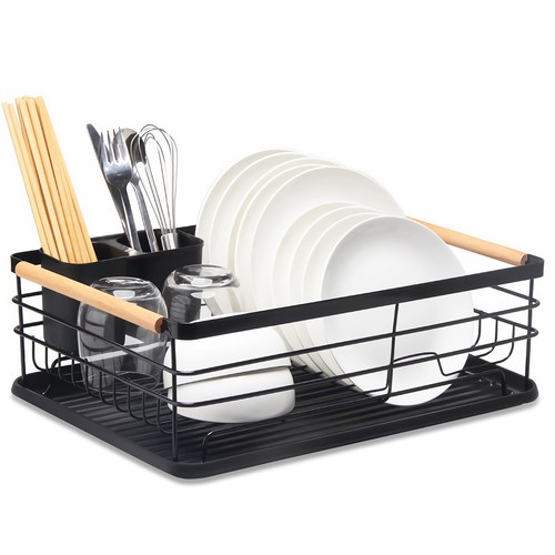 Black large dish drainer rack - dish,