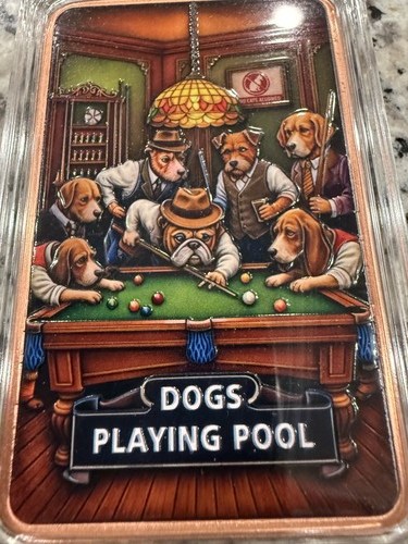 Dogs playing pool 999 - playing, .999