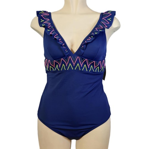 Boden ruffled swimsuit navy - boden,