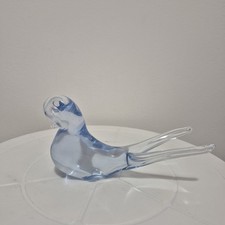 Vintage Hand Blown Murano Italian Art Glass Pale Blue Coloured Bird Figurine