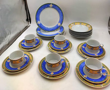 Royal Norfolk Dinner Set Plates, Bowls, Cups, Saucers, Blue & Yellow 28 Pieces