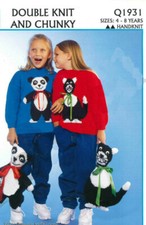 Knitting pattern copy 0763.   Toy cat & panda 40 cm tall and sweaters 72-84 cm