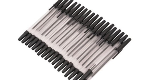 100 black ballpoint pens - black,