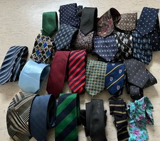 Mens Job lot of 25 bundle polyester ties faults many brands crafts material 1e