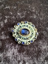 Antique Austro Hungarian Silver Sapphire Paste Brooch