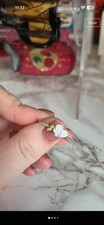 Pandora Silver Ring with Gold and Mother of Pearl Hearts Size 60 ALE 925