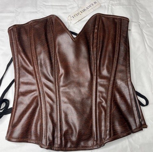 Top drawer brown faux leather - drawer,