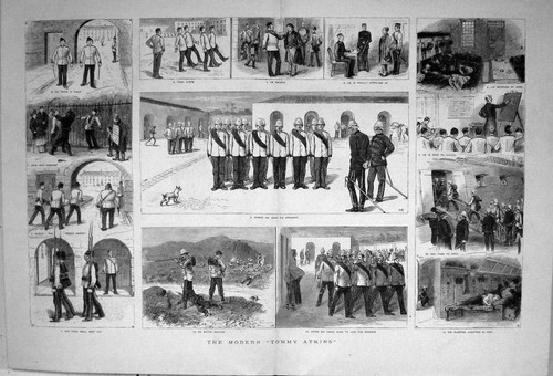Antique old print 1881 - old,