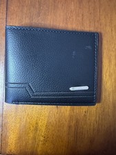 Jiangbao men's black faux leather bi-fold wallet