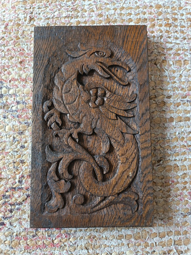 Antique carved oak mythical - antique,