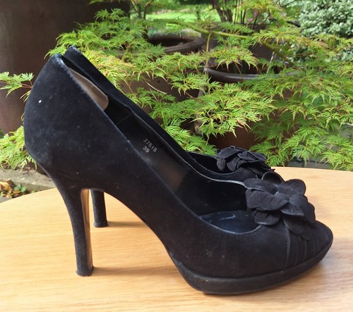 Office black suede peep toe - office,