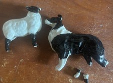 Beswick Black Faced Lamb Gloss 1828 & Sheepdog 2 Broken Back Legs Both Damaged