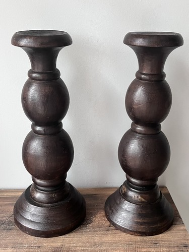 Pair chunky turned - pair, wood