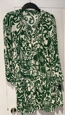 Zara Womens Green And White Print Dress Size Medium