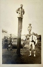 Circus Stilt Man and Acrobat RPPC Photo Postcard COPY