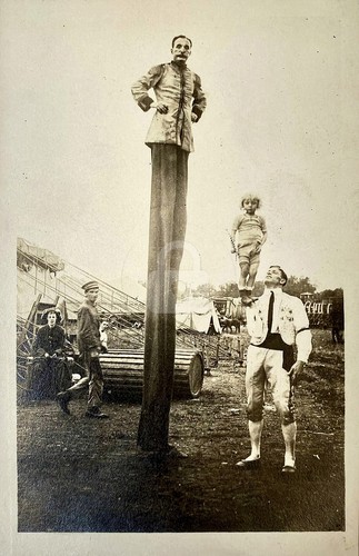 Circus stilt man and acrobat - stilt,