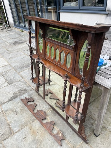 Antique mahogany overmantel - mahogany,