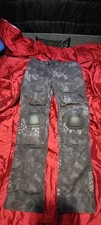 Men's Kryptek Typhon Army Pants • Kneepads  • Camo Black Grey Tactical 32 waist