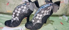 Irregular Choice Bow Black White Glitter Shoes Heel Womens Size 4 Worn Twice