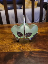 BAGLEY — TULIP POSY — 3169 — CHROME LEAVES & VINE TRELLIS — FROSTED GREEN GLASS